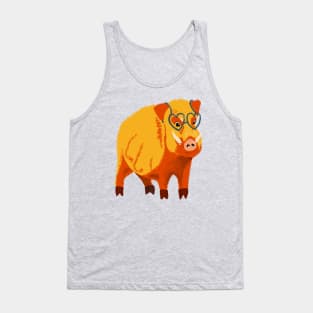 Cute Boar Pig With Glasses Tank Top